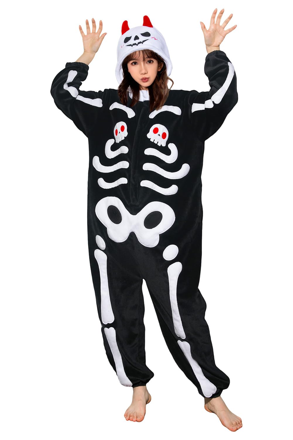 Amazon | [OLAOLA] ハロウィン ガイコツ 着ぐるみ パジャマ ハロウィン